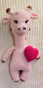 Gehaakte Roze Giraffe met Hartje - 20cm, Ophalen of Verzenden, Nieuw, Overige typen