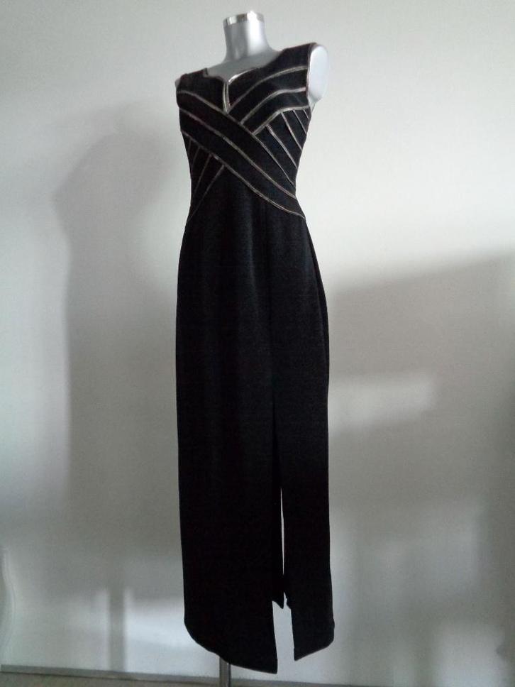 Vera Mont lange avondjurk, zwart met goud, maat 38, Kleding | Dames, Jurken, Zo goed als nieuw, Maat 38/40 (M), Zwart, Onder de knie