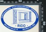 Sticker: Rido Gordijnatelier Stofferingsbedrijf Zonweringen, Verzenden, Zo goed als nieuw, Bedrijf of Vereniging