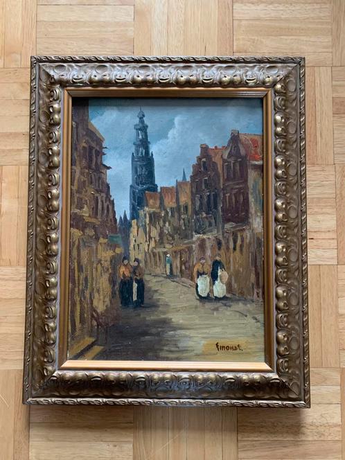 impressionistisch schilderij van Amsterdam, Antiek en Kunst, Kunst | Schilderijen | Klassiek, Verzenden