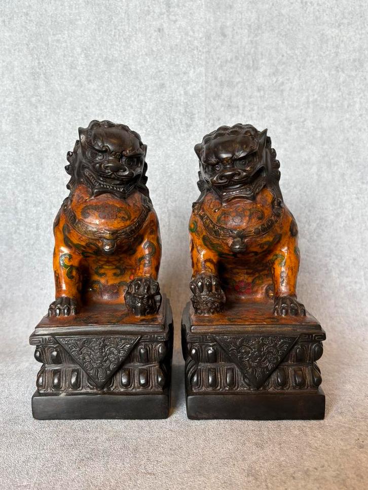 Chinese set foo dogs cloisonné brons, Antiek en Kunst, Antiek | Koper en Brons, Brons, Ophalen of Verzenden