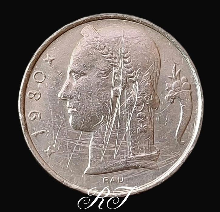 Te koop Belgische 5 francs uit 1980., Postzegels en Munten, Munten | Europa | Niet-Euromunten, Losse munt, België, Ophalen of Verzenden