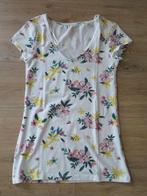 Shirt Wit met bloemen Maat 34/XS, Wit, Ophalen of Verzenden, Zo goed als nieuw, Korte mouw