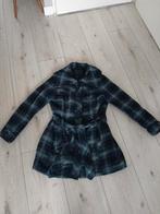 Geruite winterjas met riem centuur - Maat L, Colours of the world, Blauw, Maat 42/44 (L), Ophalen of Verzenden