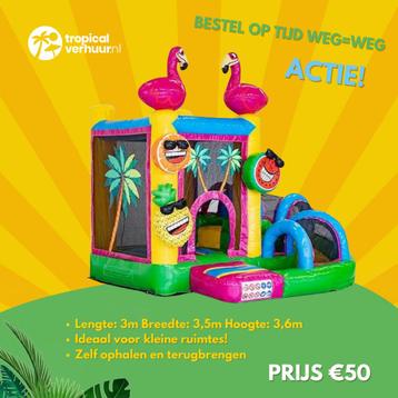 Mini met slide Flamingo Springkussen huren? beschikbaar voor biedingen