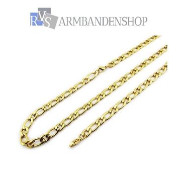 ketting RVS " gouden " set Figaro armband + ketting. set beschikbaar voor biedingen