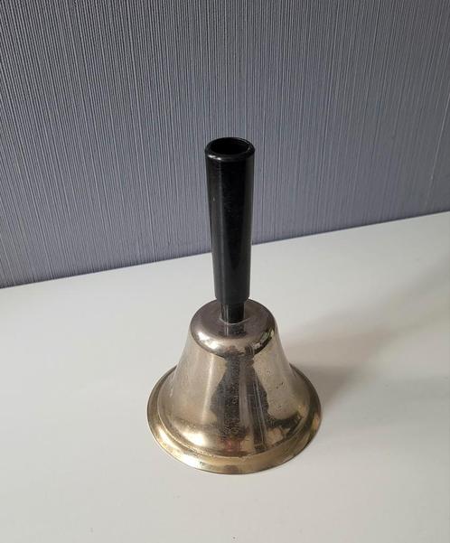 Oude verchroomde handbel met zwart handvat, Antiek en Kunst, Curiosa en Brocante, Ophalen of Verzenden