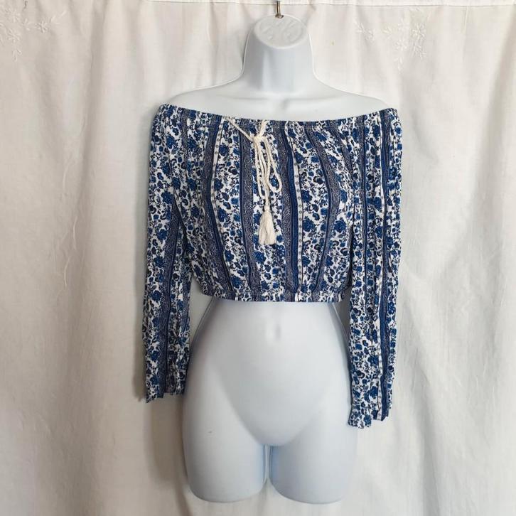 Stoer topje, blote schouder model. Mt S Merk Divided, Kleding | Dames, T-shirts, Zo goed als nieuw, Maat 36 (S), Blauw, Lange mouw