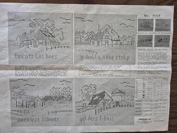 Borduurpatronen, huizen, stolp en schuur beschikbaar voor biedingen