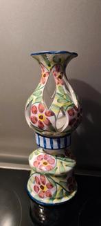 Keramieken Kandelaar met Bloemen, Huis en Inrichting, Woonaccessoires | Vazen, Gebruikt, Overige kleuren, Aardewerk of Porselein