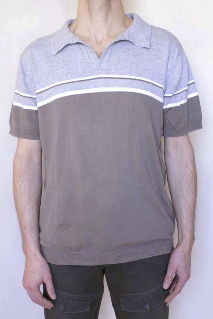 Casual beige-grijs herenpoloshirt - maat 52/54 (L), Kleding | Heren, Polo's, Gedragen, Maat 52/54 (L), Grijs, Ophalen of Verzenden