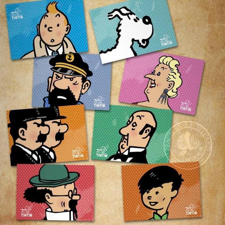 KUIFJE Tintin Set 8 AnsichtKaarten Briefkaarten, Verzamelen, Stripfiguren, Nieuw, Beeldje of Figuurtje, Kuifje, Ophalen of Verzenden