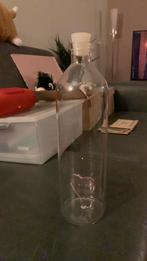 Glazen Waterfles 1 liter met glazen roze hart, Ophalen of Verzenden, Nieuw
