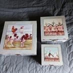 Set van 3 decoratieve kistjes met tegeltjes, Overige materialen, Minder dan 50 cm, Gebruikt, Minder dan 50 cm