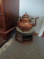 Antieke koperen ketel op stoof, Ophalen