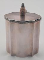 Vintage verzilverde Mappin & Webb theebus / tea caddy, Ophalen of Verzenden