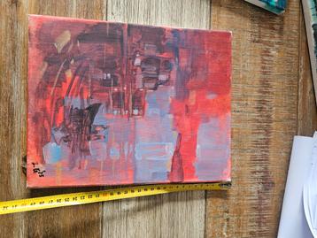 Abstract Schilderij - Rood en Blauw beschikbaar voor biedingen