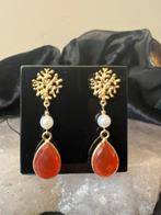 Akoya zoutwater parel carneool beschermt geluk energie power, Sieraden, Tassen en Uiterlijk, Oorbellen, Nieuw, Oranje, Ophalen of Verzenden