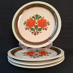 4 Vintage ontbijtborden met oranje bloem 70's Winterling (1), Ophalen of Verzenden, Zo goed als nieuw, Bord(en), Overige stijlen