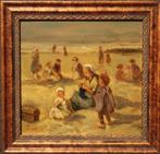 Naar Johannes Akkeringa - Spelen op het strand, Antiek en Kunst, Kunst | Schilderijen | Klassiek, Ophalen of Verzenden