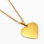 Goudkleurige RVS Ketting + Harthanger om te graveren, Birgitta-Gracht 33, 6465 EL Kerkrade, Nederland, Verzenden, Nieuw, Esde2