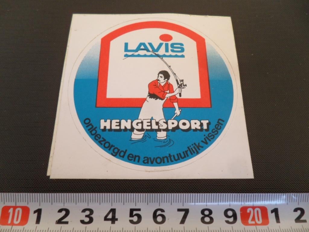 sticker Hengelsport LAVIS onbezorgd en avontuurlijk vissen, Ophalen, Zo goed als nieuw