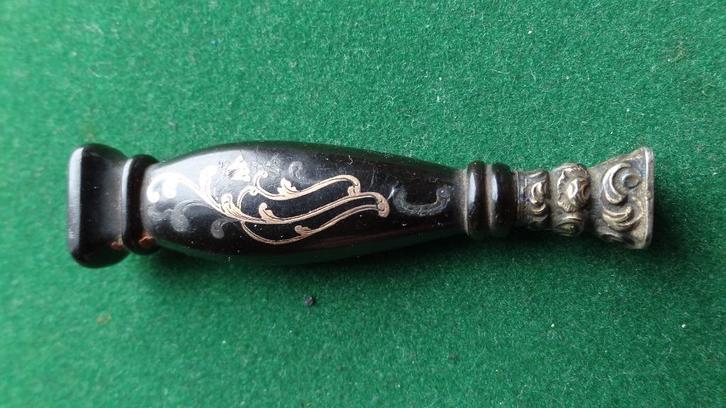 Antiek miniatuur Cachet Ebben zilver en goud, Antiek en Kunst, Antiek | Goud en Zilver, Goud, Zilver, Ophalen of Verzenden