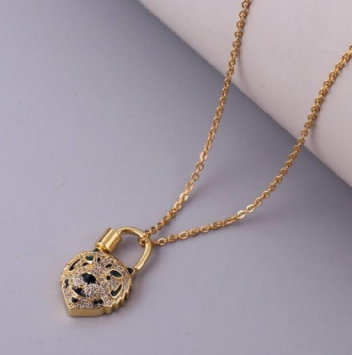 Luipaard 18K goud verguld kettinghanger met zirkonen, Sieraden, Tassen en Uiterlijk, Kettinghangers, Nieuw, Overige materialen