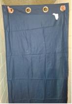 2x donkerblauw ringgordijn, Ophalen, 100 tot 150 cm, Zo goed als nieuw, 200 cm of meer