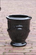 Zwarte bloempot Anduze stijl geglazuurd terras Ø29 cm., Rond, Zo goed als nieuw, Minder dan 40 cm, Balkon