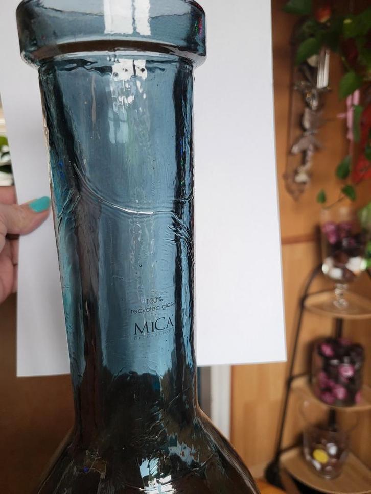 Mica Decorations Rioja Vaas Lichtblauw 77cm, Huis en Inrichting, Woonaccessoires | Vazen, Nieuw, Blauw, 75 cm of meer, Glas, Ophalen