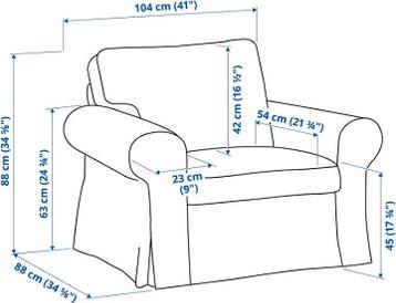 Ikea Ektorp fauteuil met witte hoes - afbeelding 2