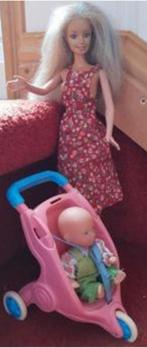 Barbie met kinderwagen en baby, Ophalen of Verzenden, Gebruikt, Barbie