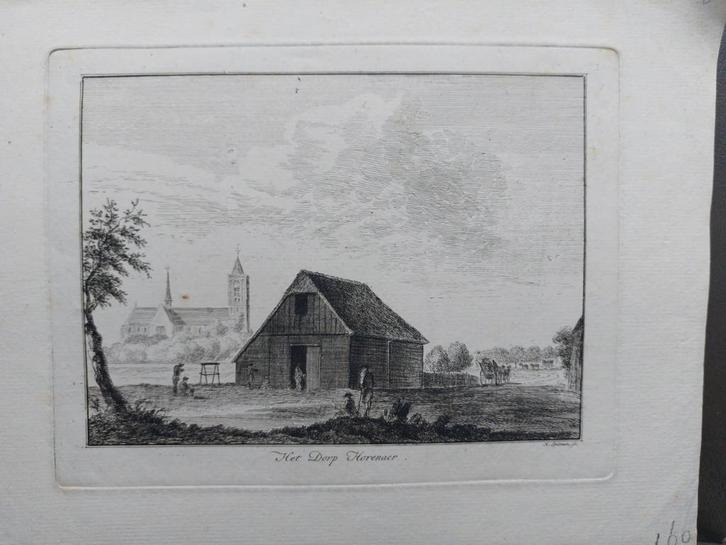 11 / Het dorp Horenaer - Hoornaar Gravure van H. Spilman 175, Antiek en Kunst, Kunst | Etsen en Gravures, Ophalen of Verzenden