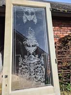 243,5hx85,5br Deur prachtig ge-etst glas (glasmaat 143x62,7), Ophalen