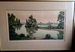 Handgesigneerde ets van Hollands landschap met rivier, Ophalen