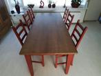 Eettafel met stoelen, Huis en Inrichting, Tafels | Eettafels, 50 tot 100 cm, Grenenhout, 150 tot 200 cm, Gebruikt