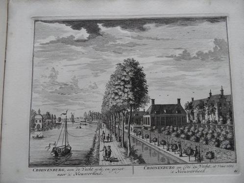 61 Loenen aan de Vecht Huis Croonenburg Kopergravure 1719, Antiek en Kunst, Kunst | Etsen en Gravures, Ophalen of Verzenden