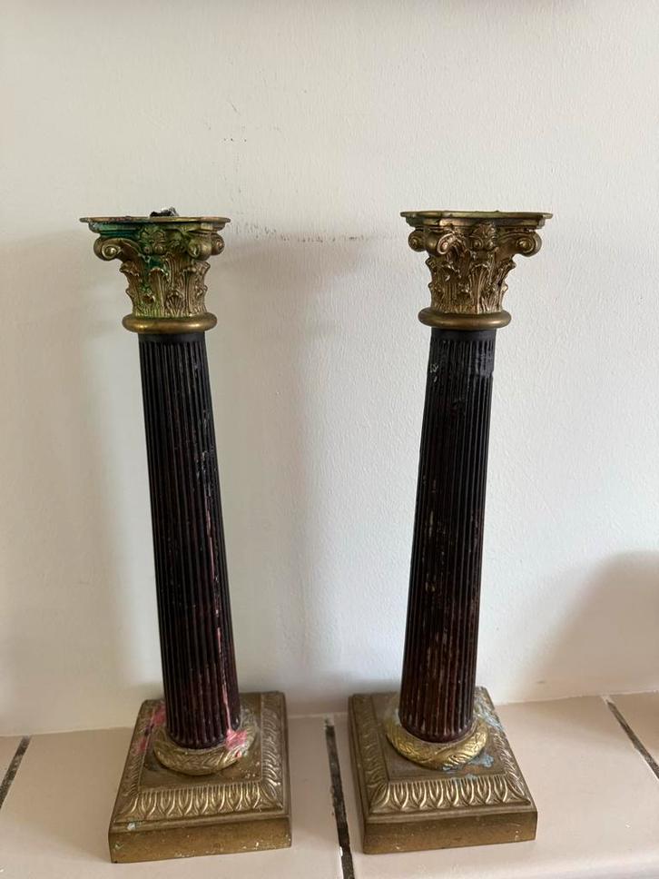 Set klassieke kandelaars, 37 cm hoog, Antiek en Kunst, Antiek | Kandelaars, Overige materialen, Ophalen of Verzenden