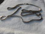 Lange tweede gehalte zilveren ketting . Schakels 2 mm., Ophalen of Verzenden, Zo goed als nieuw, Zilver, Zilver