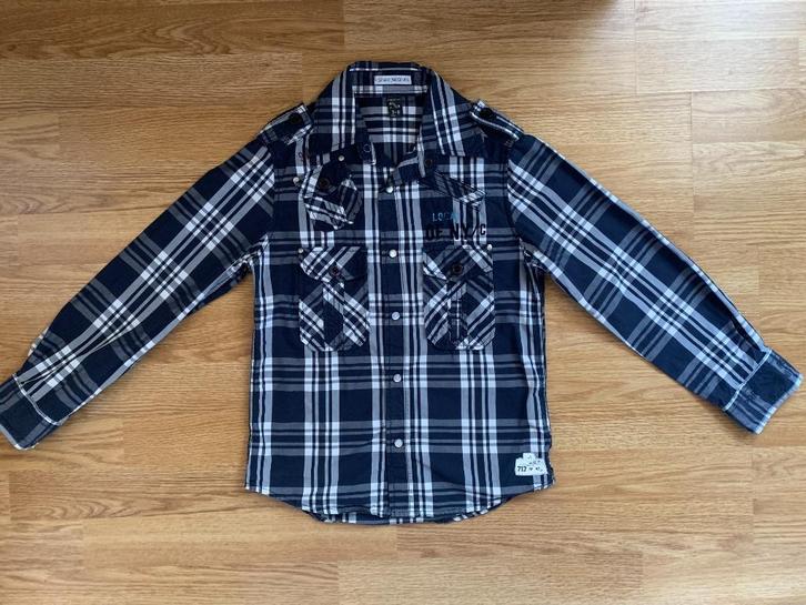 Super leuke blauwe blouse 122/128 WE, Kinderen en Baby's, Kinderkleding | Maat 122, Zo goed als nieuw, Jongen, Overhemd of Blouse