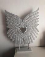 Standaard vleugels engel hart wit zilver hout Bali nieuw, Ophalen of Verzenden