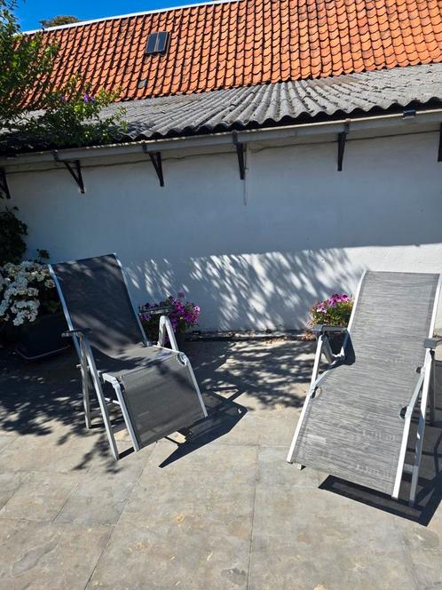 2 Relax Tuinstoelen - Aluminium & Textileen, Tuin en Terras, Tuinstoelen, Zo goed als nieuw, Aluminium, Inklapbaar, Verstelbaar