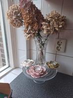 Nieuw glazen plateau en kandelaars en vaas +droogbloemen, Huis en Inrichting, Woonaccessoires | Zuilen en Pilaren, Ophalen of Verzenden