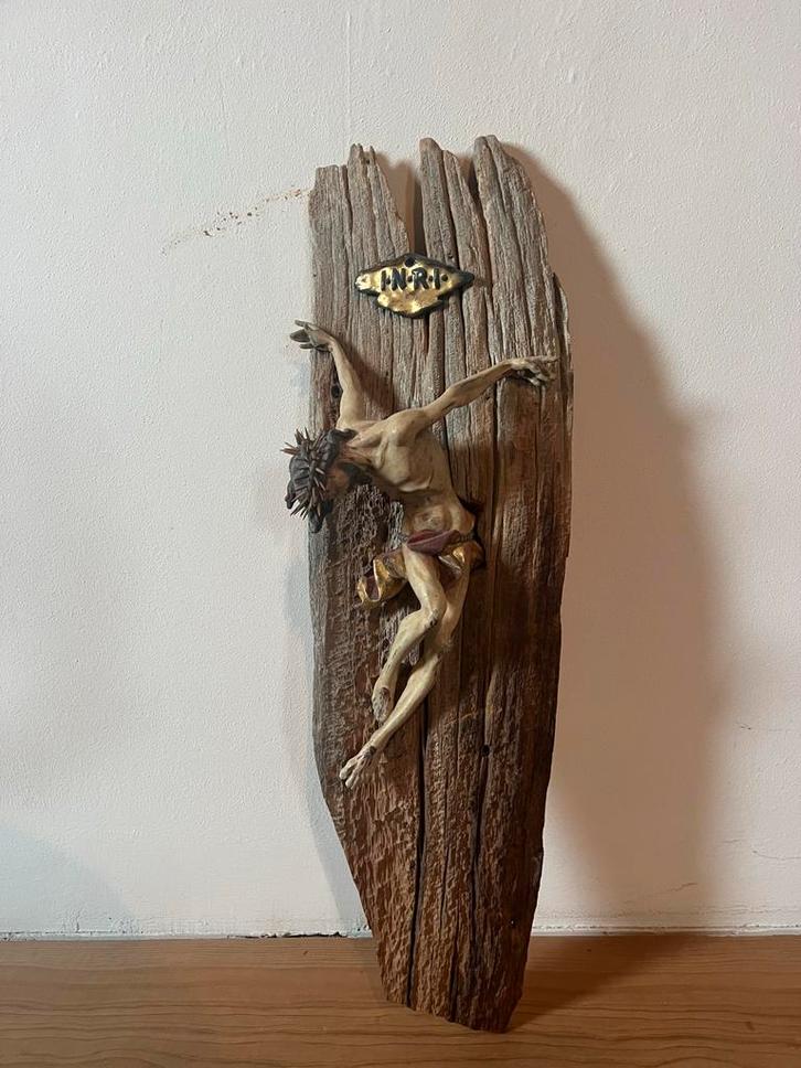 Antiek kruisbeeld op hout, Antiek en Kunst, Antiek | Religie, Ophalen