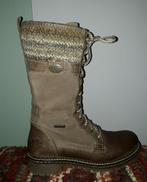 Mt 38 - Stoere boots (suede / leer) met gebreide boord, Kleding | Dames, Schoenen, Beige, Ophalen of Verzenden, Hoge laarzen