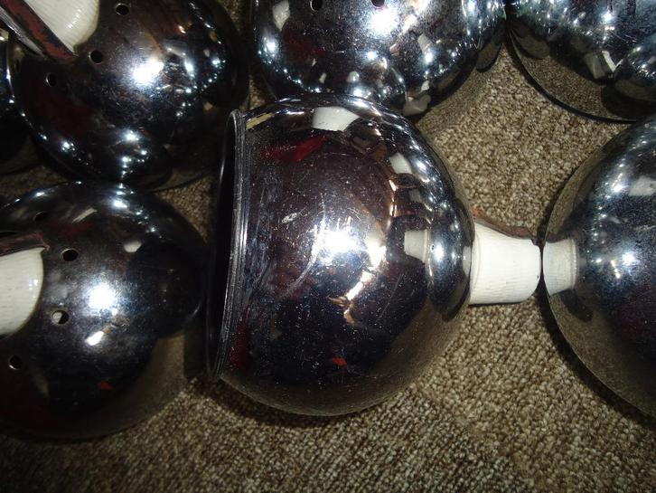 14 Vintage grote Chroombollen tbv. eigen ontwerp, Huis en Inrichting, Lampen | Losse lampen, Gebruikt, Overige typen, E27 (groot)