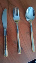 Nivella RVS 52 delig Bestekset met Gouden Rand, Ophalen of Verzenden, Gebruikt, Rvs of Chroom, Bestekset