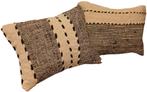 Wollen berber kussentjes 2 stuks zwart/crème, Ophalen, Nieuw, Zwart, Rechthoekig