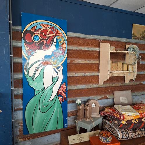 Op Mucha-geïnspireerde afbeelding paneel, Antiek en Kunst, Kunst | Schilderijen | Abstract, Ophalen